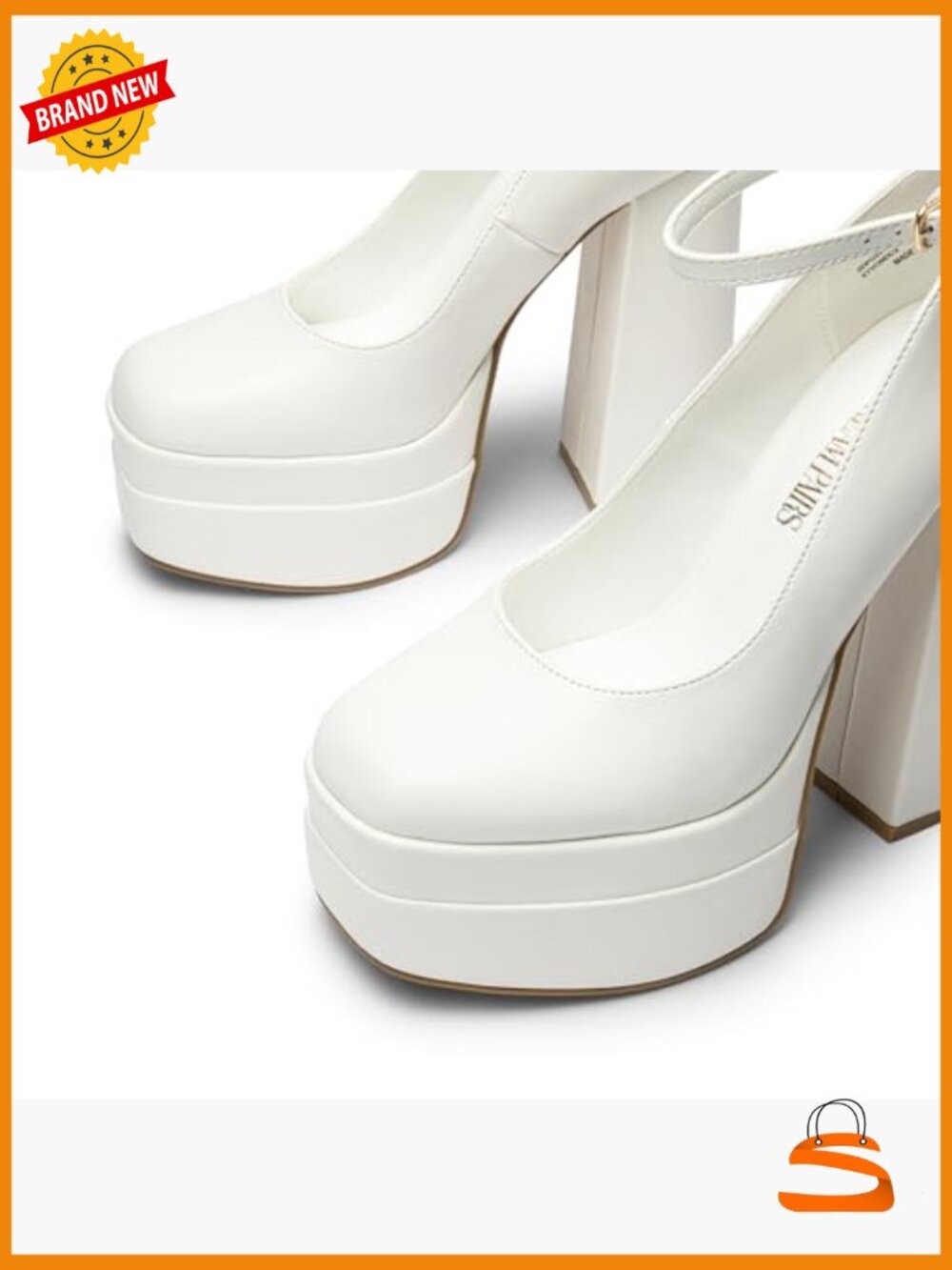 Platform High Heels Chunky Block Pumps Square Toe Ankle Strap Dress Shoes - Picture 6 of 7